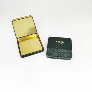 Boîte en étain de bonne qualité Boîte en métal à impression personnalisée Boîte carrée en étain avec couvercle à charnière Boîtes en métal