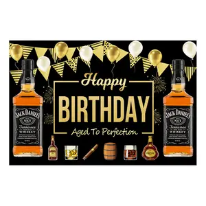 Whisky cumpleaños telón de fondo decoraciones de fiesta para hombres Oro Negro Grande envejecido a la perfección cumpleaños cartel fiesta suministros