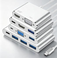 Seri Docking Station Aluminium Tipe-C, Pilihan Hub USB-C dengan HDTV VGA USB3.0/2.0 Port Jaringan PD Adaptor Multiport