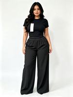 Celana Kulot Wanita Minimalis Berkualitas Tinggi Mewah Model Terbaru Musim Gugur 2026, Set Dua Potong Santai Pinggang Tinggi