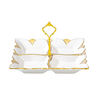 Service de table en porcelaine de luxe, incrustation or blanc, étanche, 4 pièces, pour mariage, hôtel et usage domestique