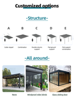 Pergolas et gazebos en aluminium à toit fixe à persienne rétractable moderne Zekin Designs extérieurs pour patios
