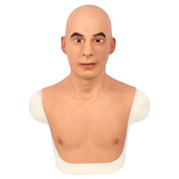 Masque de maquillage de couverture de tête de fête humaine réelle réaliste avec masque masculin de barbe pour Crossdresser Cosplay Costume Party