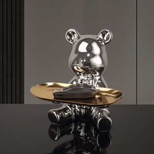 Bandeja de Almacenamiento Creativa con Diseño de Oso Violento, Adorno de Cerámica de Oso, Tipo de Pie para Sala de Estar, Almacenamiento Multifuncional y Organizador - Product Image 2