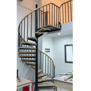 Utilisez l'escalier en colimaçon intérieur en acier et en bois, utilisez l'escalier en colimaçon intérieur avec balustrade en fer - Product Image 2
