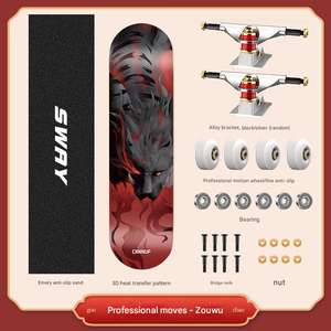 Planche à roulettes en bois d'érable canadien Double bascule anti-dérapant 8 pouces pont PU <span class=keywords><strong>pour</strong></span> les sports extrêmes en plein air 150kg capacité de charge - Product Image 5