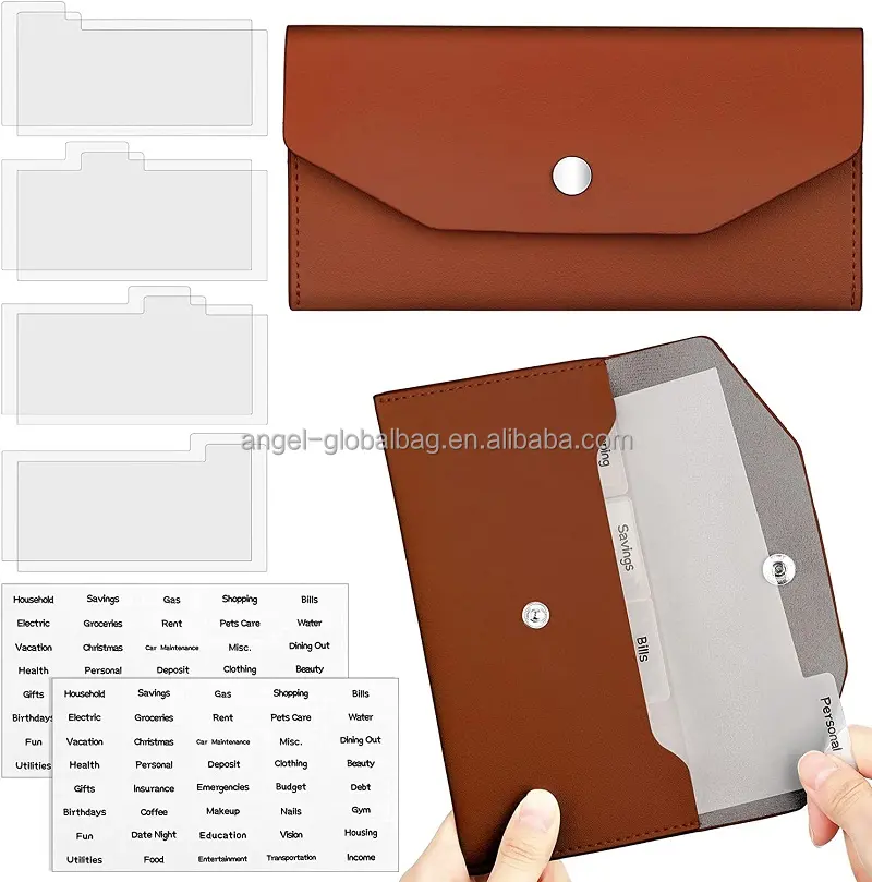 Grosir tab pembagi tagihan perencana kulit PU Mini A6 A7 penjilid uang tunai binder dompet