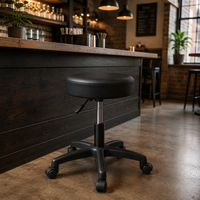 Tabouret de bar JOHOOFURNITURE en cuir PU noir, siège rond, hauteur réglable, fabriqué en Chine, pour comptoir de restaurant