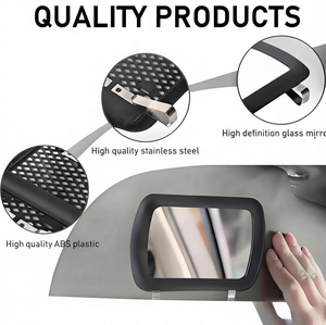 Miroir de maquillage pour pare-soleil de voiture, miroir de retouche côté passager, miroir de courtoisie décoratif à clipser pour rétroviseur intérieur - Product Image 2