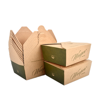Conteneur alimentaire jetable en papier kraft à fenêtre, prix usine, matériaux recyclés, gaufrage, logo personnalisé pour salades et nouilles