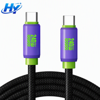 Câble de charge rapide USB-C vers USB-C 240W, tressé en nylon, anti-casse, avec connecteur renforcé et puce E-Marker, pour synchronisation des données