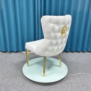 Silla de Banquete de Diseño Moderno Nórdico de Lujo con Patas de Acero Inoxidable, Silla de Hotel para Parque con Tapicería de Terciopelo Blanco/Cuero Sintético en Oferta - Product Image 2