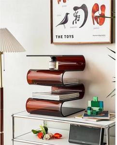 Tavolino da caffè in acrilico trasparente tavolino da salotto decorativo a forma di S ripiano per riviste <span class=keywords><strong>mobili</strong></span> in <span class=keywords><strong>Plexiglass</strong></span> acrilico - Product Image 2