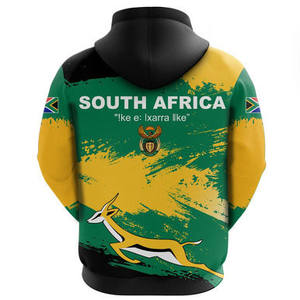 Sudadera con Capucha con Estampado Completo de la Selección Nacional de Rugby de Sudáfrica, Sudadera con Capucha con el Logotipo de los Springboks Saltando, Colores de la Bandera, Sudadera con Capucha - Product Image 2