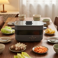 Prix usine 5L multifonctionnel cuisinière électrique antiadhésive carré marmite poêle en verre trempé économiseur d'énergie pour hôtel