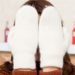 2025 hiver hommes femmes épais chaud mitaines doux confortable rouge gris noir <span class=keywords><strong>bleu</strong></span> moelleux doigts complets solide blanc plaine main gants - Product Image 5