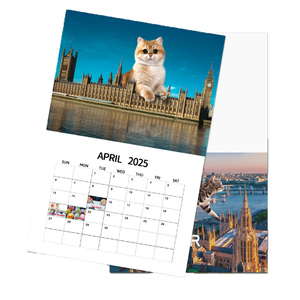 <span class=keywords><strong>2025</strong></span> bán buôn tùy chỉnh tường lịch Sáng tạo thiết kế mới in ấn thành phố mèo tường lịch - Product Image 1