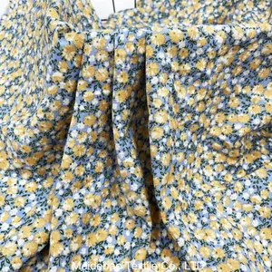Tecido de chiffon opaco macio de poliéster de alta qualidade para mulheres, tecido com estampa floral pequena e lisa, camisas para crianças