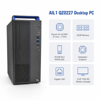 Komputer Kantor Zhaoxin KX-U6780A Octa Core 2.7GHz, 16GB, 512G M.2 NVMe SSD, Chassis Kompak 8L, GPU Onboard, NIC 1000M, Monitor 23.8"