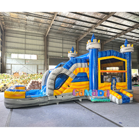 Nouveau design Château gonflable d'extérieur pour fêtes, avec zone de saut, toboggan et piscine à eau, en promotion