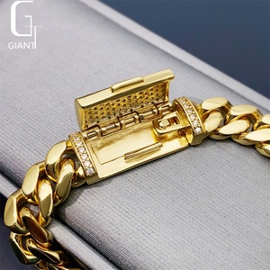 10MM 저렴한 가격 316L 스테인레스 스틸 쿠바 체인 + 925 실버 VVS Moissanite 잠금 패션 남성 힙합 목걸이 팔찌 - Product Image 5