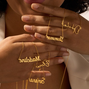 <span class=keywords><strong>Collier</strong></span> chaîne tendance plaqué or 18 carats, <span class=keywords><strong>collier</strong></span> personnalisé avec nom, bijoux en acier inoxydable, cadeau fête <span class=keywords><strong>des</strong></span> Mères - Product Image 1