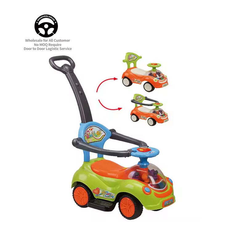 Wholesale Luxury Custom 1-3 Years Old Children Ride Electric Car Four Wheel  Manual Push Handle Toy Ride in Kids Car