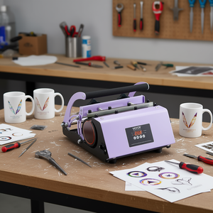Presse à chaud Vevor pour tasses de 11 à 30 oz, sublimation sur plaque ronde, semi-automatique, électrique, 110 V, violette - Product Image 2