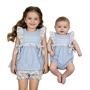 Conjuntos de 2 Piezas para Bebés y Niñas Pequeñas, Estilo Casual, Transpirables, con Lazo Floral, Marca Thank Heaven - Product Image 1