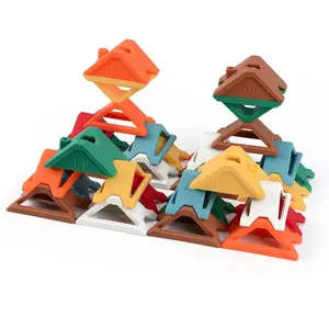 Colorful Building 7-Pieces Stacking Blocks Building Triangle Toy For Baby Montessori Sensory Kids Silicone Puzzle Toys