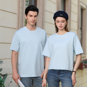 T-shirt all'ingrosso alla moda azzurro chiaro da uomo, personalizzabile con stampa a sublimazione, in cotone, economico, tinta unita, pesante, all'ingrosso, personalizzabile, unisex - Product Image 2