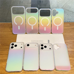 Custodia magnetica opaca Laser per <span class=keywords><strong>iPhone</strong></span> 17 Air 16 15 14 13 12 11 Pro Max Plus 17Pro 16E gradiente di ricarica Wireless Rainbow Funda - Product Image 1