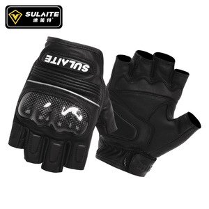 Guantes de motociclismo Sulaite, protección de fibra de carbono transpirable, negros, de medio dedo, para hombres, ciclistas adultos - Product Image 3