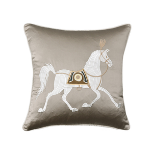 소파 용 자수 말 동물 새틴 쿠션 커버 // 고급 북유럽 장식 나무 던지기 베개 커버 가정 장식 - Product Image 3