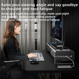 Suporte para Monitor de Computador Preto 1100 com Interface USB, Carregamento Rápido, Mestre em Limpeza de Mesa - Product Image 5