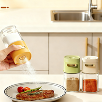 Distributeur de sel en verre carré de 180ml, conception de bouton de pression à une main avec dosage de précision de 0.5g pour la cuisine et l'utilisation à la table