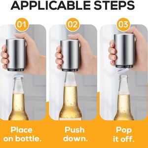 Abridor de Botellas de Cerveza Magnético de Metal, Automático, de Acero Inoxidable, con Sistema de Captura de Tapas - Product Image 2