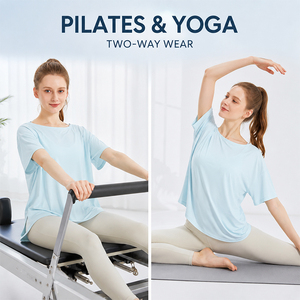 Camiseta de Yoga para Mujer, Refrigerante, Antibacteriana, de Secado Rápido, Transpirable, con Protección Solar, Holgada, de Manga Corta, para Pilates - Product Image 4