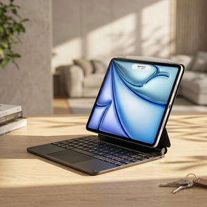 คีย์บอร์ดมหัศจรรย์ไร้สายแบบชาร์จไฟได้สำหรับ13 "iPad Air 6/7 and 12.9" iPad Pro คีย์บอร์ดแทร็คแพดแบบแม่เหล็ก BT - Product Image 1