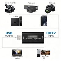Tarjeta de Captura de Video HDTV Profesional, Adaptador de Audio para Juegos, Dispositivo de Captura USB 2.0, Transmisión en Vivo, Grabación OBS