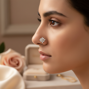 14K Yellow Gold Real Diamond Studded Nose Pin 0.20TCW Elegant Diamond <b>Necklace</b> - Product Image 3