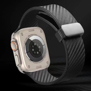 Bracelet de montre en silicone magnétique Upro avec texture en fibre de carbone, nouveau bracelet à boucle pliable sport pour Apple Watch Ultra Series 9 8 7 - Product Image 5