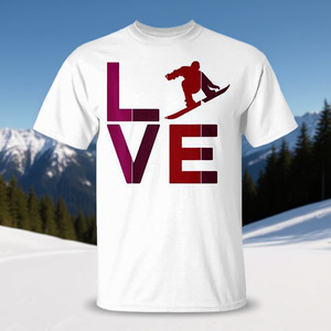 T-shirt Snowboard Love, design sportif d'hiver pour la Saint-Valentin - Product Image 3