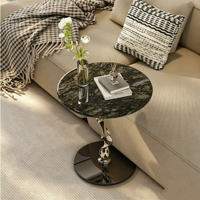 Italienischer Luxus-Stil Edelstahl Anpassbarer Marmor Runder Tischplatte Beistelltisch Couchtisch für Apartment Wohnzimmer