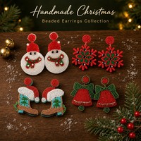 Anting Manik-manik Natal 24 Model Santa Claus Manusia Salju Pohon Natal Hantu Lonceng Sepatu Bot Perhiasan Pesta Liburan Grosir