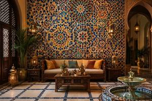 Murale murale marocaine personnalisée en usine OEM. Carreaux Zellige, Arabesque, Motifs géométriques. Imperméable et autocollant - Product Image 3