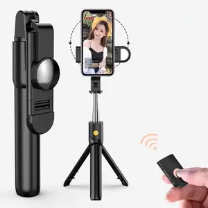 K10-S Extendable Folding LED Selfie Stick Monopod Wireless Remote Control Tripod with Fill Light for Smartphone Photography