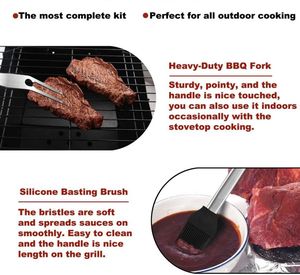 <b>Heavy</b> <b>Duty</b> Stainless Steel Complete Grilling Utensil LFGB & SGS Certified Multifunction Dishwasher Safe BBQ <b>Tool</b> Set 12-Piece - Product Image 5