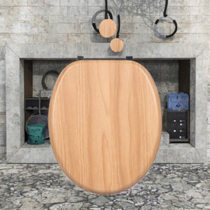 New Universal Heavy Duty <strong>Toilet</strong> <strong>Seat</strong> Wooden with Chrome Hinge <strong>Pine</strong> Effect Soft Close Anti-Bacterial for Bathroom - Product Image 3