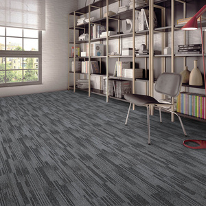 Modern Striped Wall-to-Wall <b>Carpet</b> Low Pile Synthetic Stain Resistant Office Use Rectangle - Product Image 1